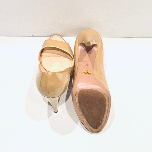 Prada Patent Leather Peep Toe Heel Nude - Picture 14 of 16